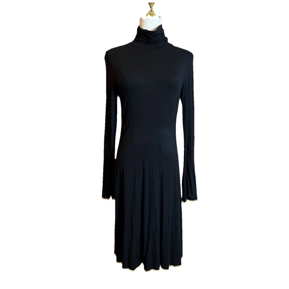 Karen Kane Women’s Black Turtleneck Midi Dress Jersey Stretch Business